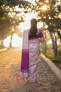Semi Raw Silk - Onion Pink with Magenta Pink