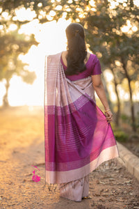 Semi Raw Silk - Onion Pink with Magenta Pink