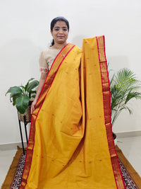 Kalayani Soft Cotton Saree with Borders - Yellow with Red