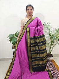 Kalayani Soft Cotton Saree with Borders - Purple with Black