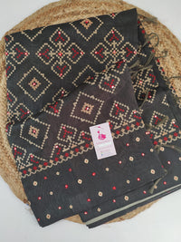 Semi Tussar Mirror Work & Embroidery Saree - Black