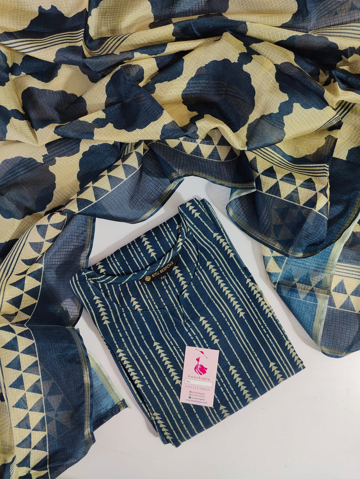 Chanderi Cotton  - Indiog Blue