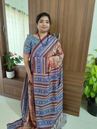 Semi Tussar Pichwai Digital Printed Saree - Dark Peach