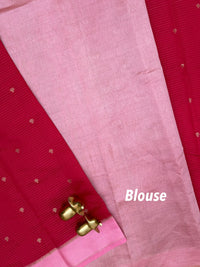 Georgette Silk Saree - Dark Pink with Baby Pink