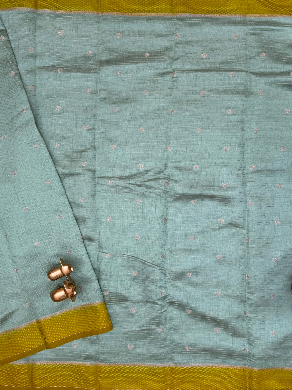 Georgette Silk Saree - Pista Green with Green