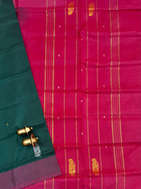 Chinnalampattu Saree - Dark Green with Pink