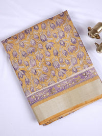 Soft Semi Tussar with Digital Prints - Mustard Yellow