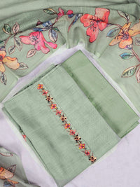 Linen Unstitched Salwar - Green