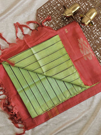 Chinnalampattu Saree- Green with Orange