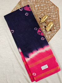 Madurai Sungadi Cotton Saree - Blue with Pink