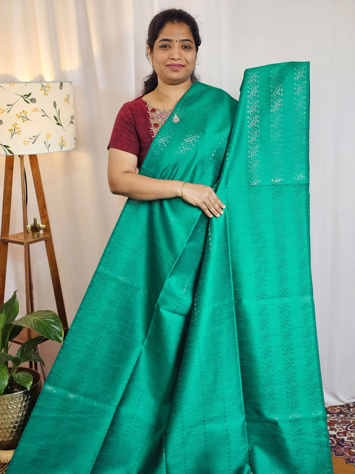 Semi Raw Silk - Peacock Green