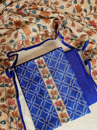Chanderi with Kantha Unstitched Salwar Suit - Blue