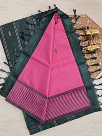 Chinnalampattu Saree - Pink with Dark Green