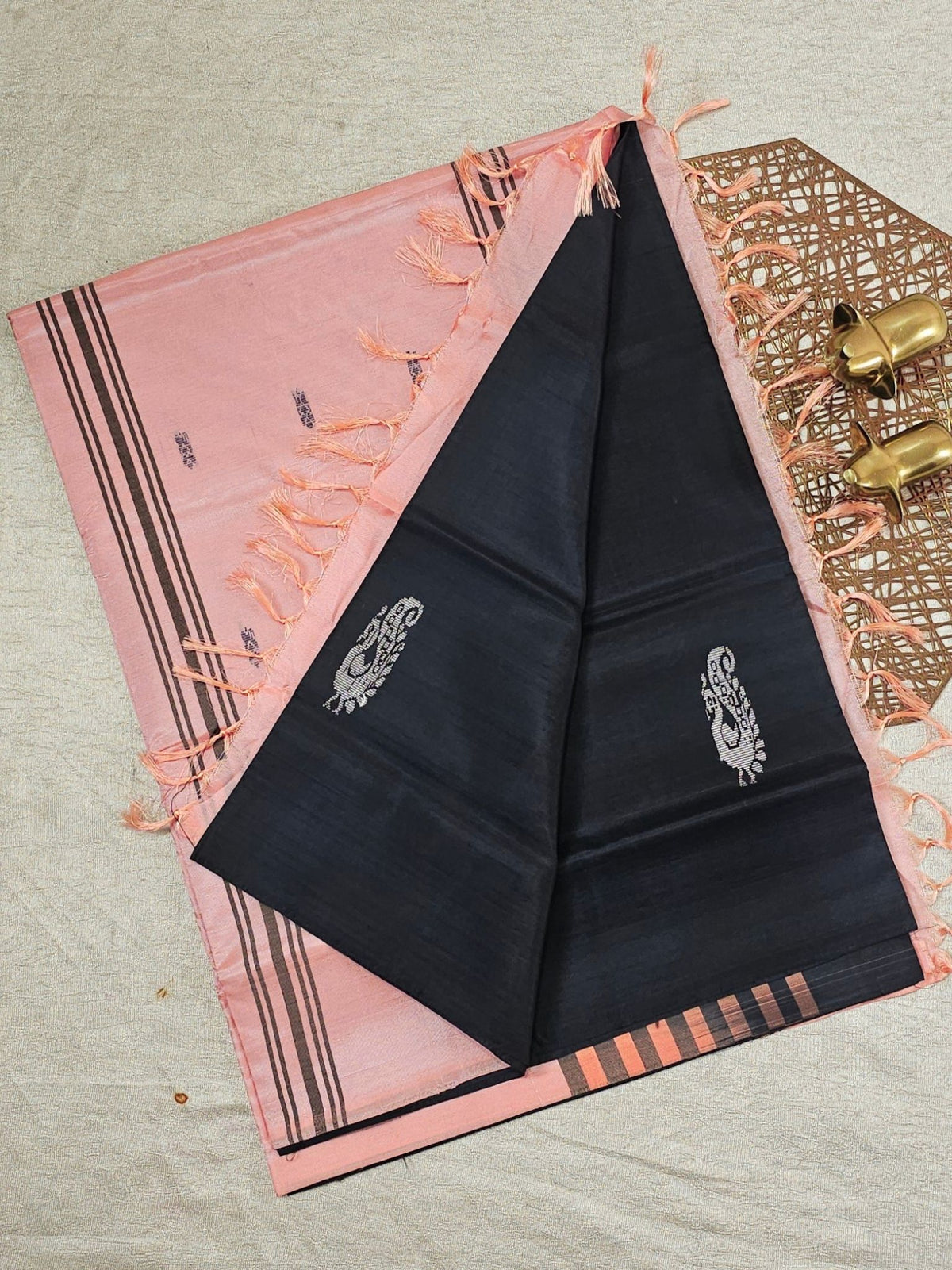 Black with Prach  Chinnalampattu Saree with Blouse