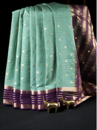 Georgette with Zari Woven Border Saree - Sea Green with Purple