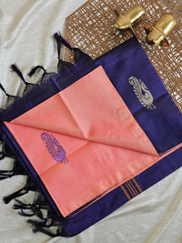 Chinnalampattu Saree - Peach with Blue