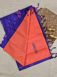 Chinnalampattu Saree - Dark Peach with Blue