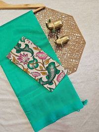 Handwoven Mangalagiri Plain Pattu Saree - Sea Green