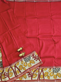 Chennuri Silk With Gap Border Kalamkari Sarees - Red