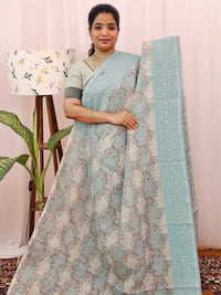 Premium Super Net Kota Saree - Pastel Blue