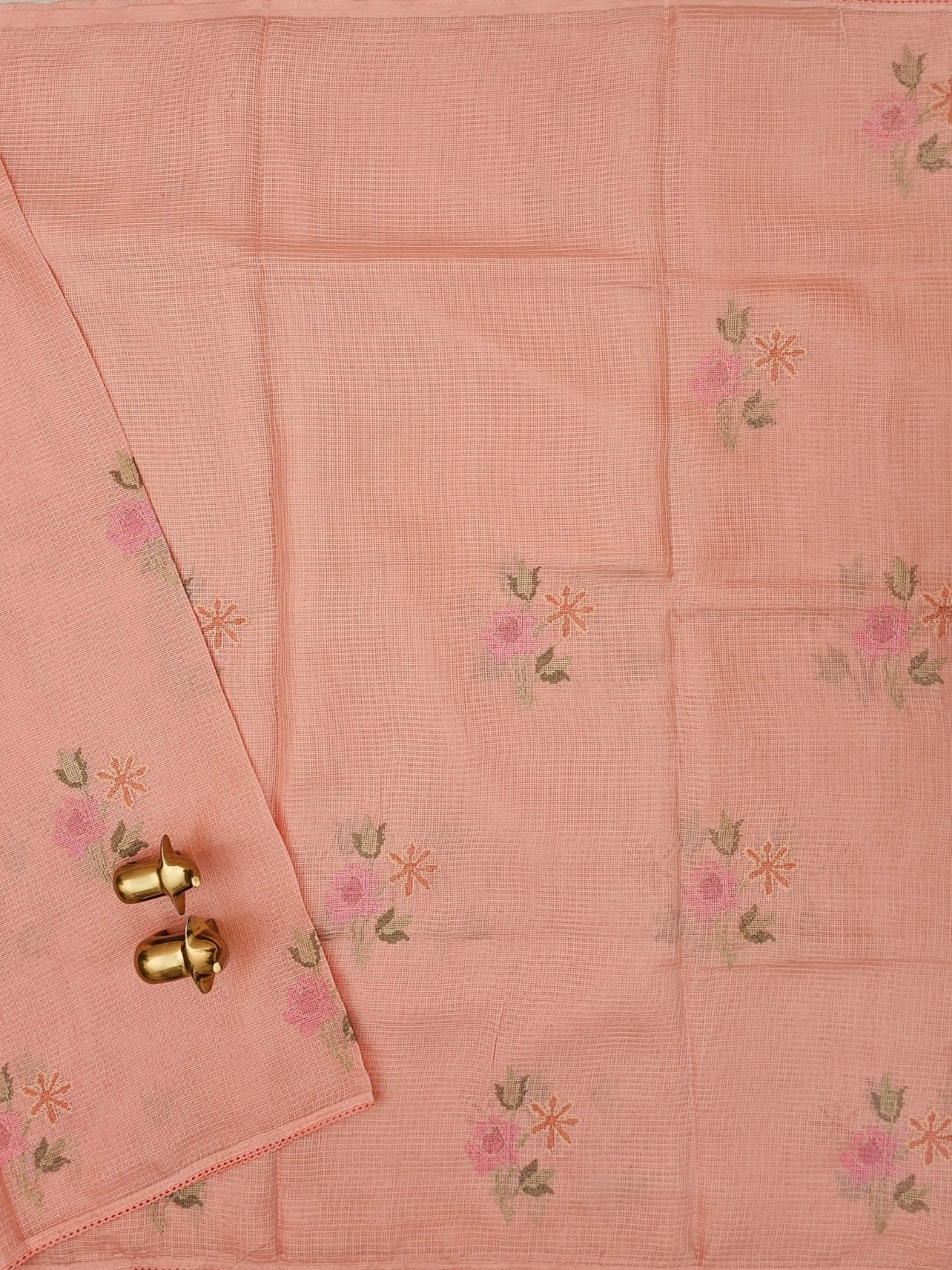 Premium Super Net Kota Saree - Pastel Peach