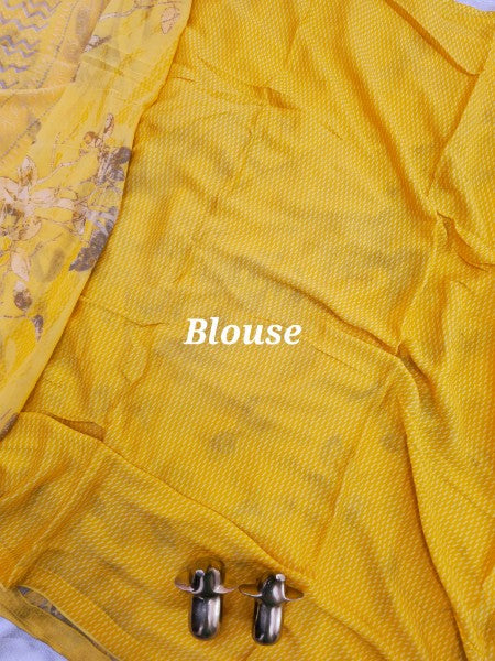 Georgette Saree - Yellow