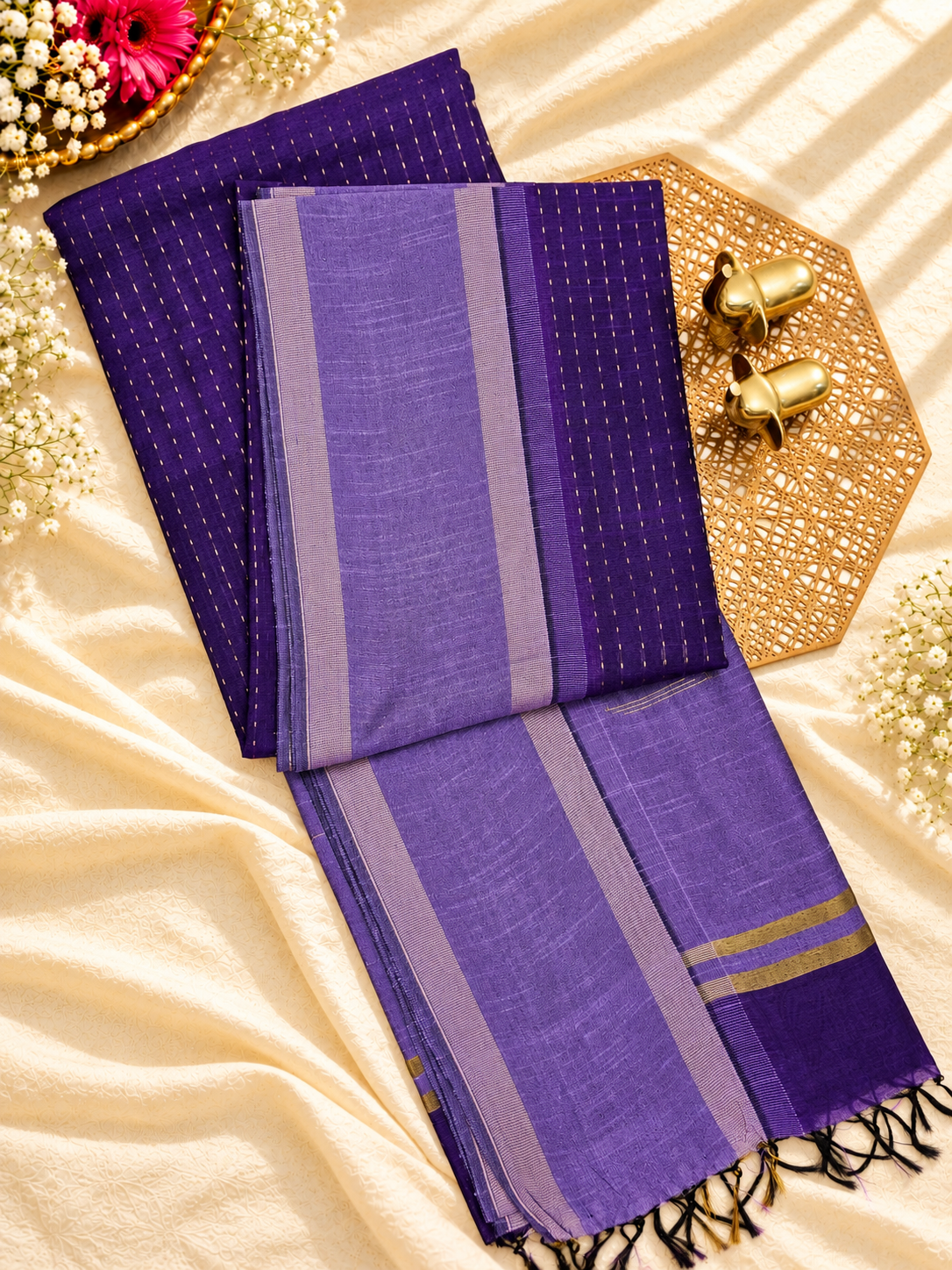 Semi Raw Silk - Purple with Lavender