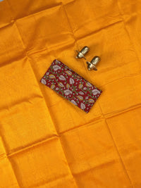 Handwoven Mangalagiri Plain Pattu Saree - Yellow
