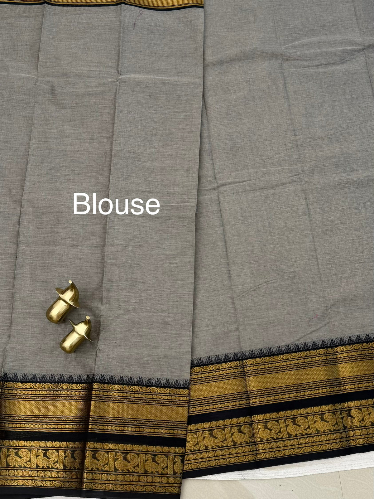 Chettinad Cotton Sarees - Grey with Black