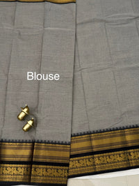 Chettinad Cotton Sarees - Grey with Black