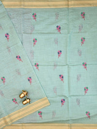 Soft Cotton with Weaving Floral Pattern  - Blue