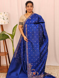 Semi Raw Silk with Emboridery - Royal Blue