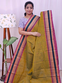 Kanchi Cotton Saree - Brown with Pink