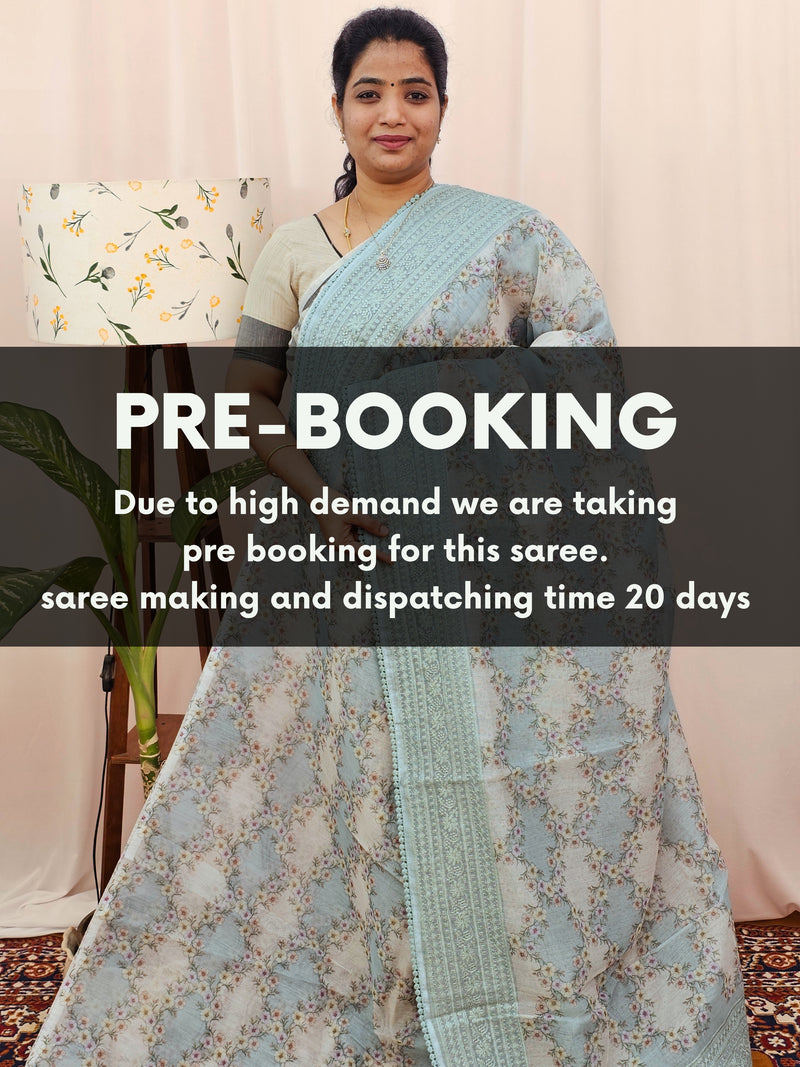 𝐏𝐫𝐞𝐛𝐨𝐨𝐤𝐢𝐧𝐠 𝐀𝐯𝐚𝐢𝐥𝐚𝐛𝐥𝐞 - 𝟐𝟎 𝐃𝐚𝐲𝐬 𝐃𝐢𝐬𝐩𝐚𝐭𝐜𝐡 𝐓𝐢𝐦𝐞 Premium Super Net Kota Saree - Pastel Blue