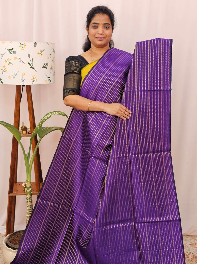 Semi Raw Silk - Purple with Pink
