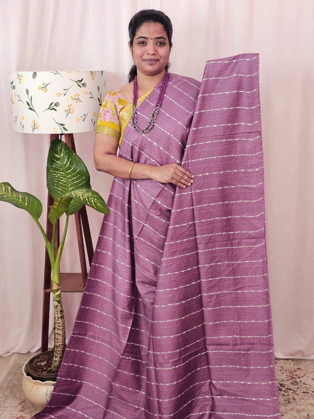 Bhagalpuri Fancy Sarees - Dark Onion Pink with Cream