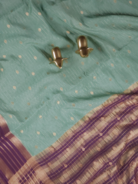 Georgette with Zari Woven Border Saree - Sea Green with Purple