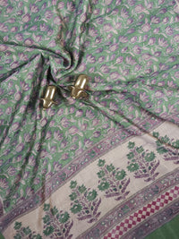 Soft Semi Tussar with Digital Prints - Sea Green