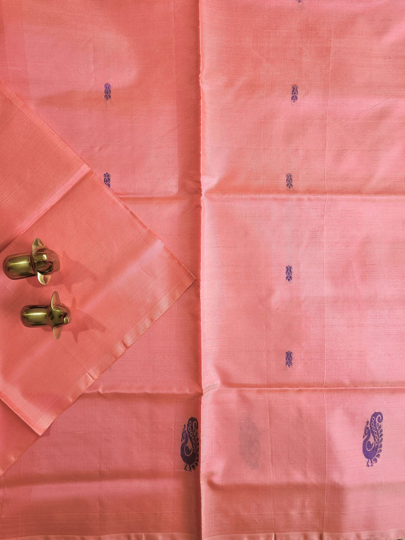 Chinnalampattu Saree - Peach with Blue