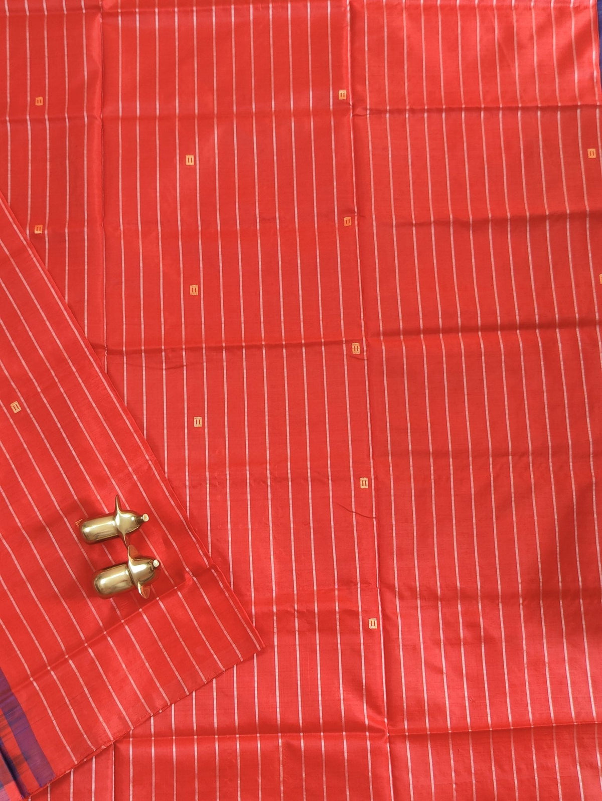 Chinnalampattu Saree - Red with Dark Blue
