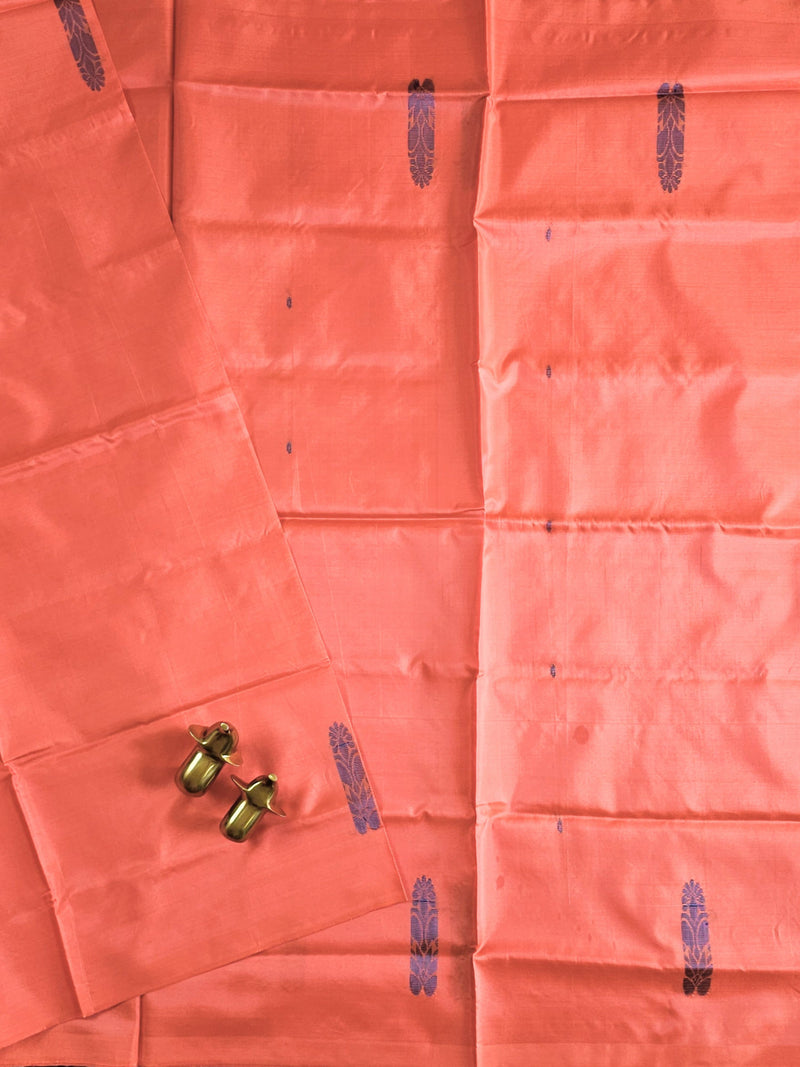 Chinnalampattu Saree - Dark Peach with Blue