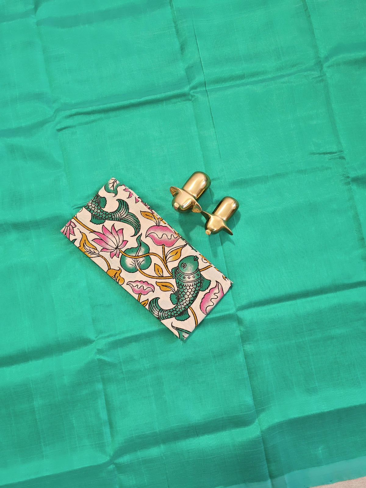 Handwoven Mangalagiri Plain Pattu Saree - Sea Green