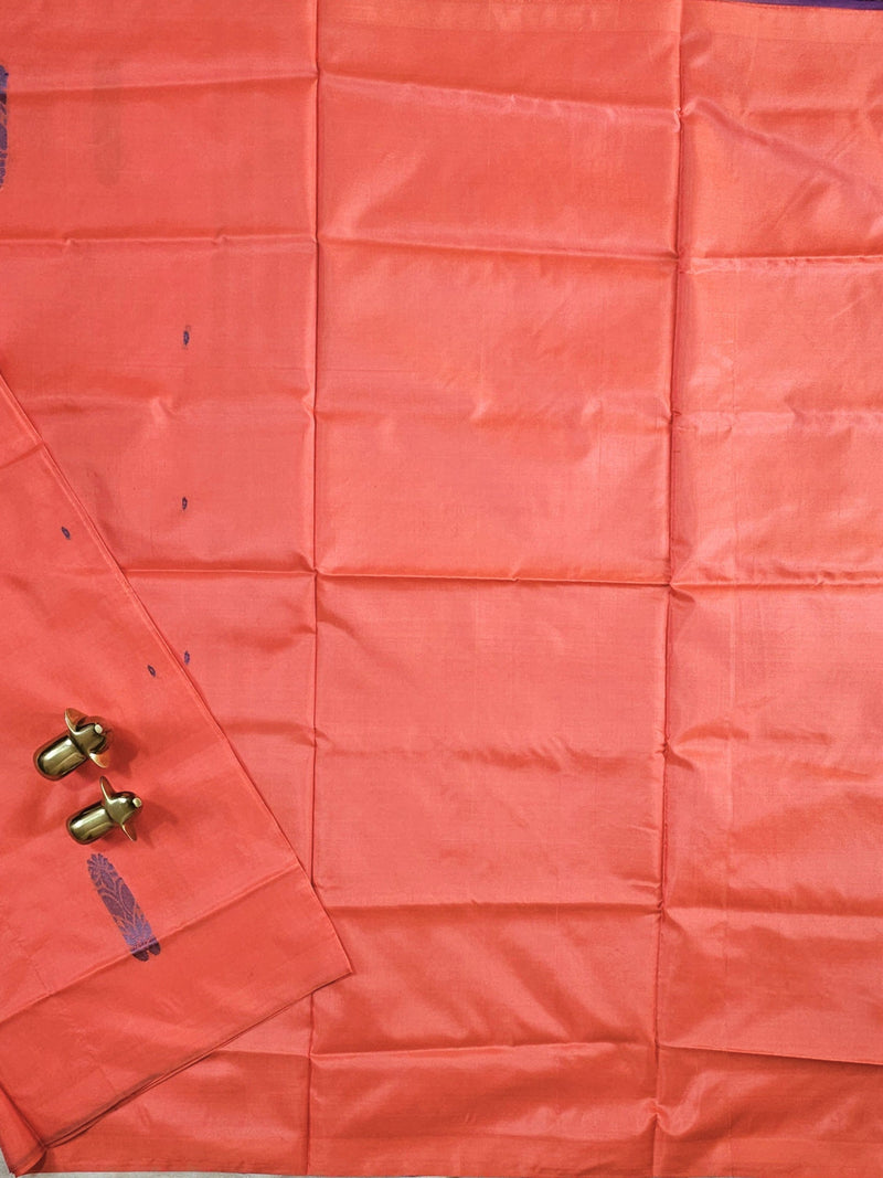 Chinnalampattu Saree-  Orange with Blue