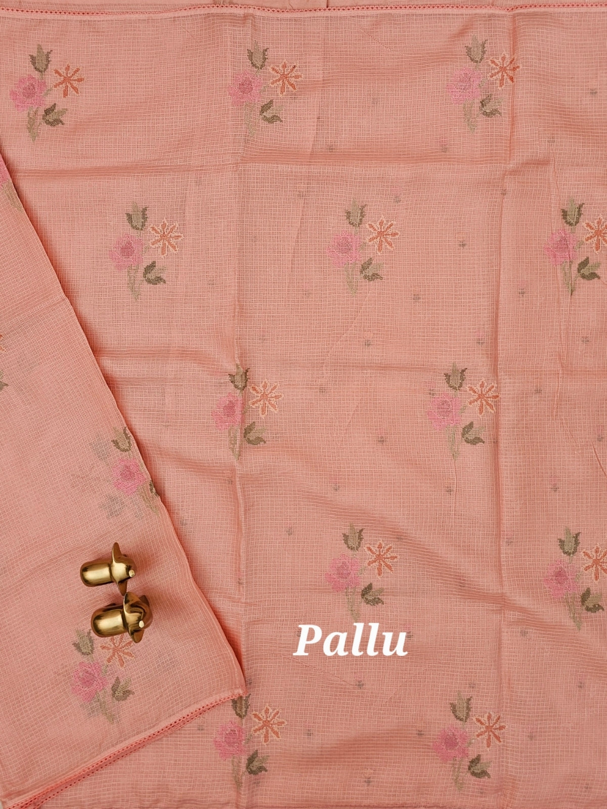 Premium Super Net Kota Saree - Pastel Peach