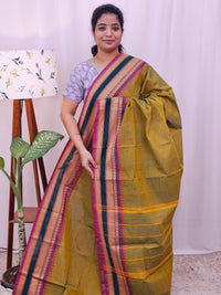 Kanchi Cotton Saree - Brown with Pink