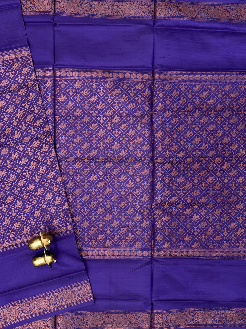 Orange with Blue Vanasingram Pattern Chinnalampattu Saree