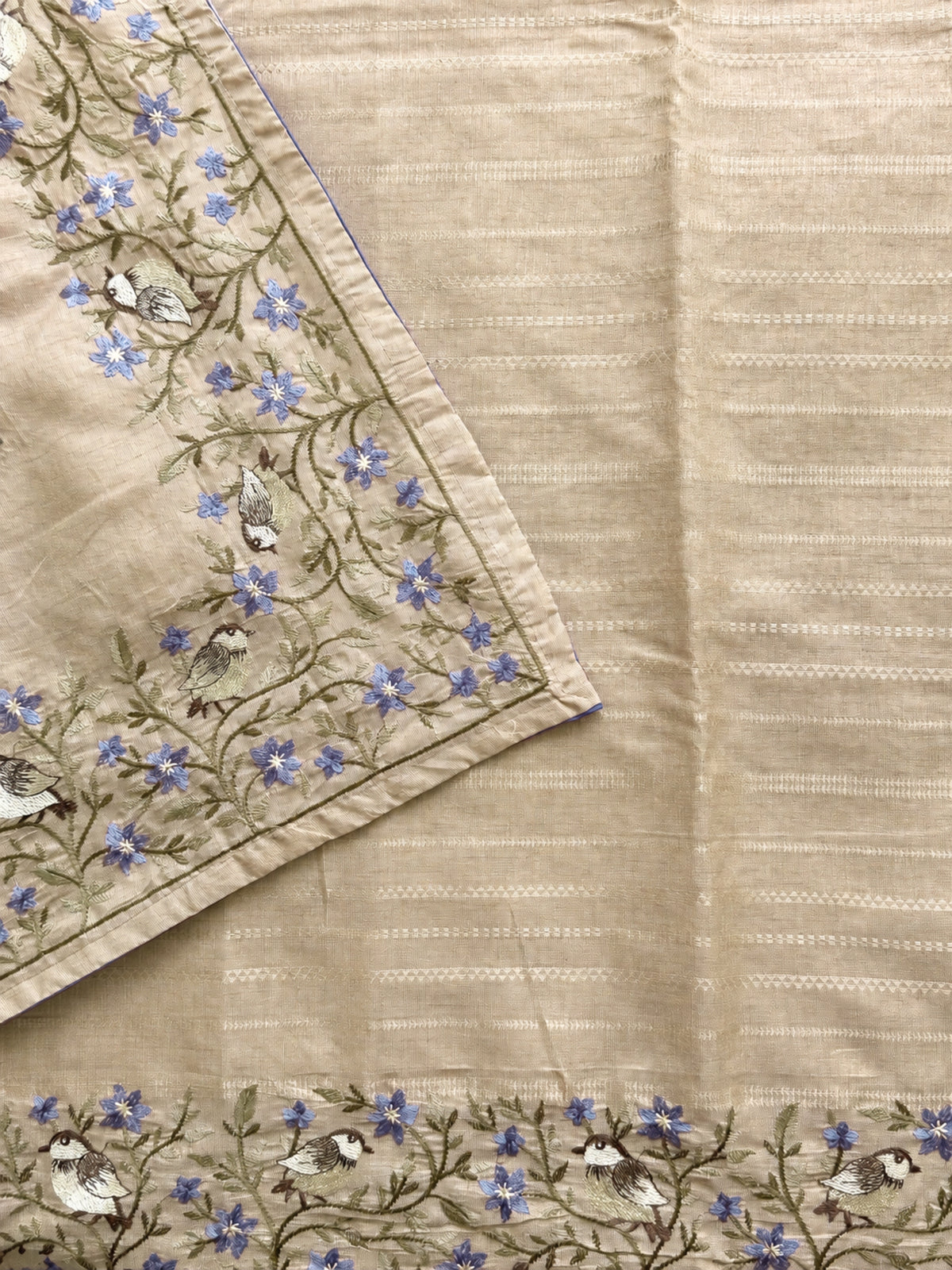 Premium Semi Tussar Zari Woven with Beautiful Emboridery Saree - Cream with