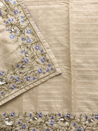 Premium Semi Tussar Zari Woven with Beautiful Emboridery Saree - Cream with