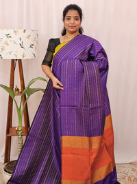 Semi Raw Silk - Purple with Orange