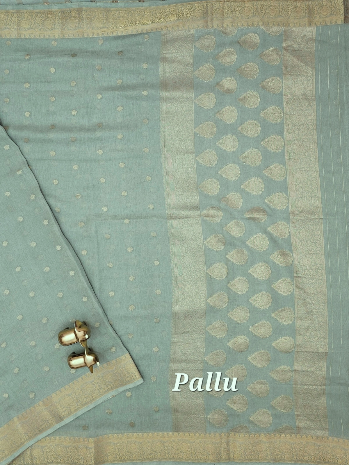 Georgette Saree -  Pista Green